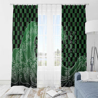 Japanese Asanoha Pattern Window Curtain Water Breathing Slayer Dragon LT9 - Polynesian Pride