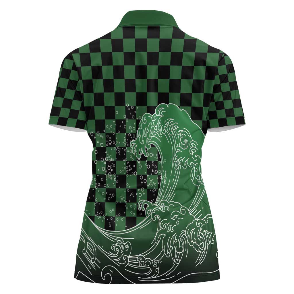 Japanese Asanoha Pattern Women Polo Shirt Water Breathing Slayer Dragon LT9 - Polynesian Pride
