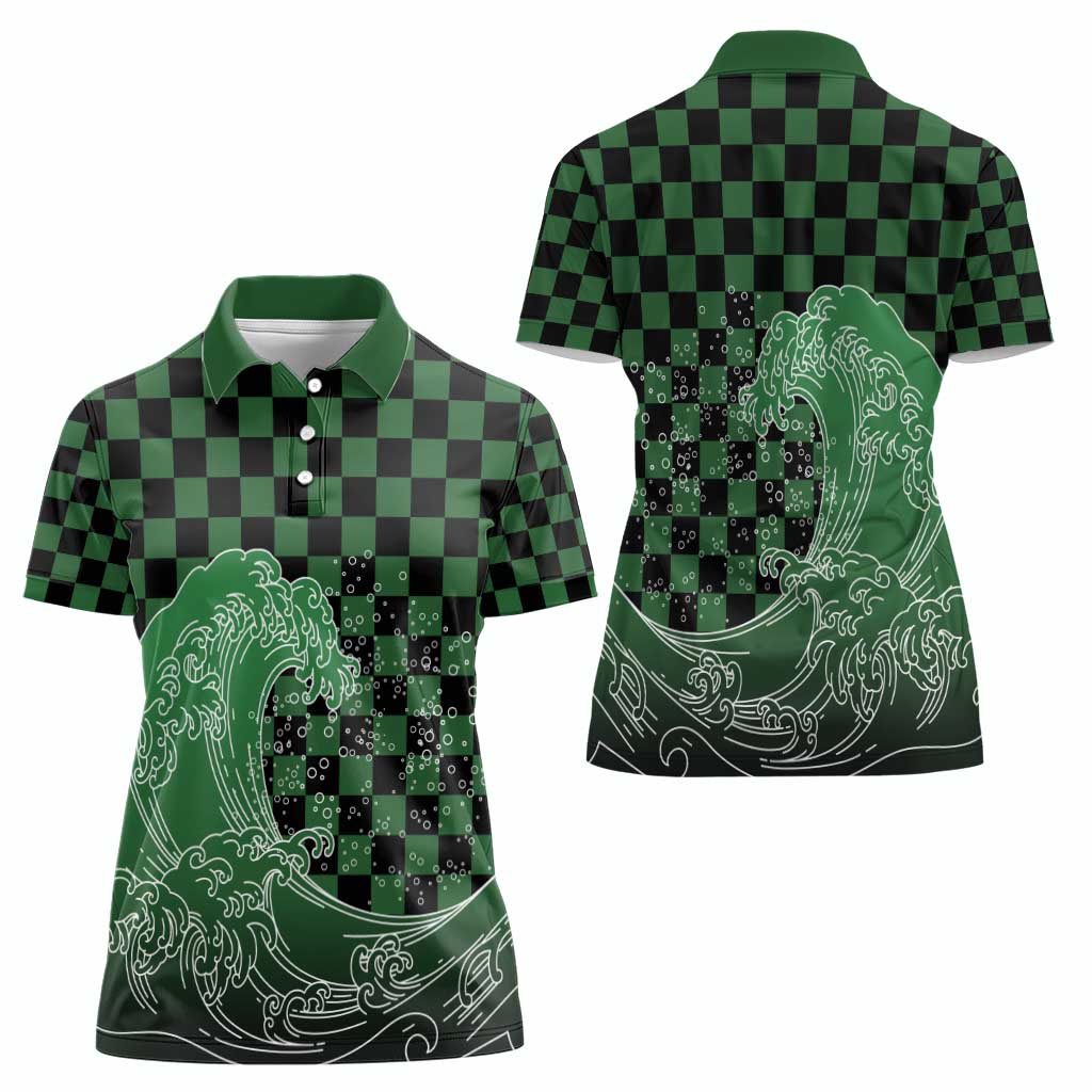Japanese Asanoha Pattern Women Polo Shirt Water Breathing Slayer Dragon LT9 - Polynesian Pride