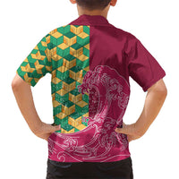 Japanese Bishamon-Kikkou Pattern Kid Hawaiian Shirt Water Pillar Silent River Flow LT9 - Polynesian Pride