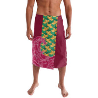 Japanese Bishamon-Kikkou Pattern Lavalava Water Pillar Silent River Flow LT9 Burgundy - Polynesian Pride