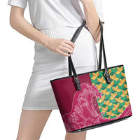 Japanese Bishamon-Kikkou Pattern Leather Tote Bag Water Pillar Silent River Flow LT9 - Polynesian Pride