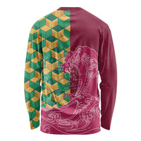 Japanese Bishamon-Kikkou Pattern Long Sleeve Shirt Water Pillar Silent River Flow LT9 - Polynesian Pride