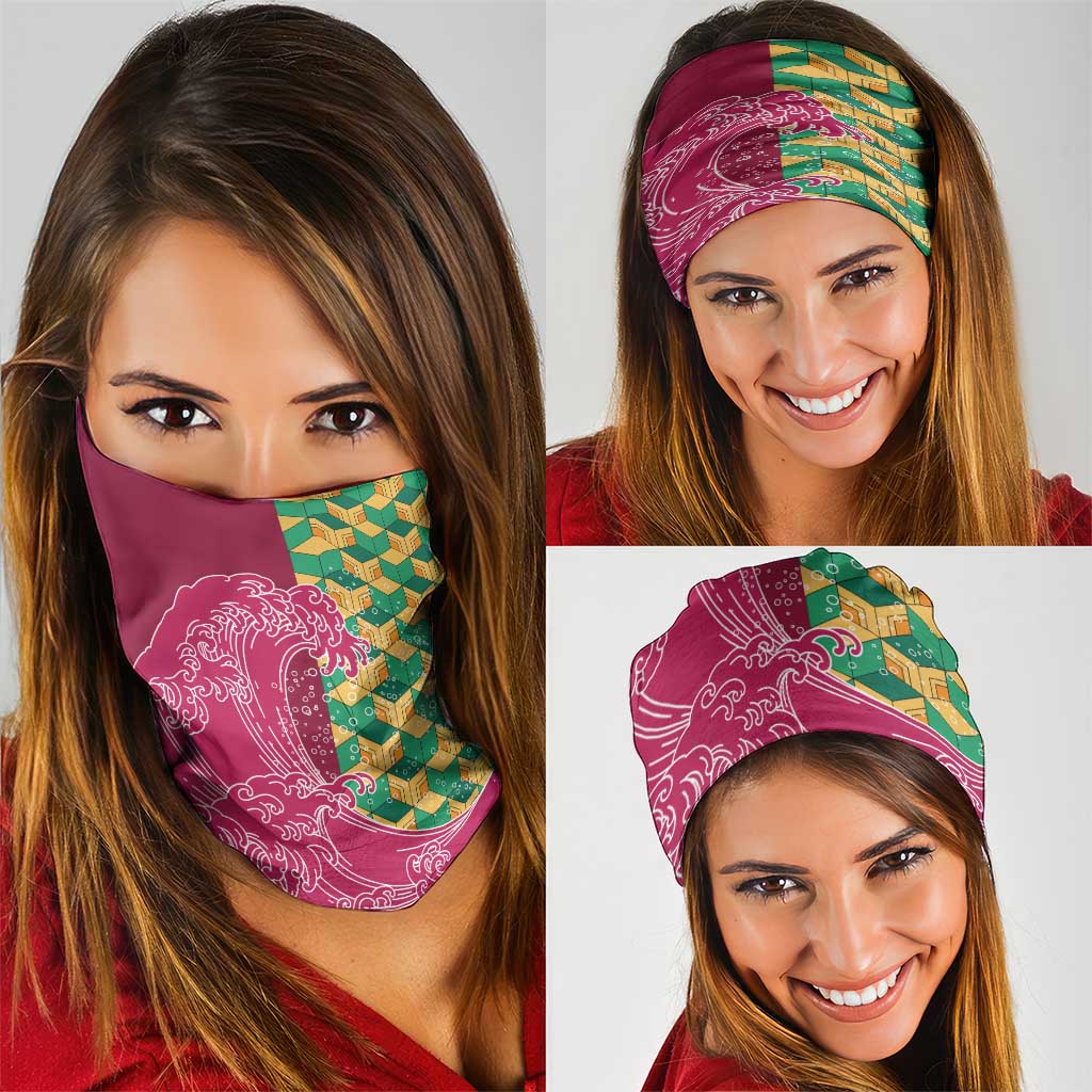 Japanese Bishamon-Kikkou Pattern Neck Gaiter Water Pillar Silent River Flow LT9 - Polynesian Pride