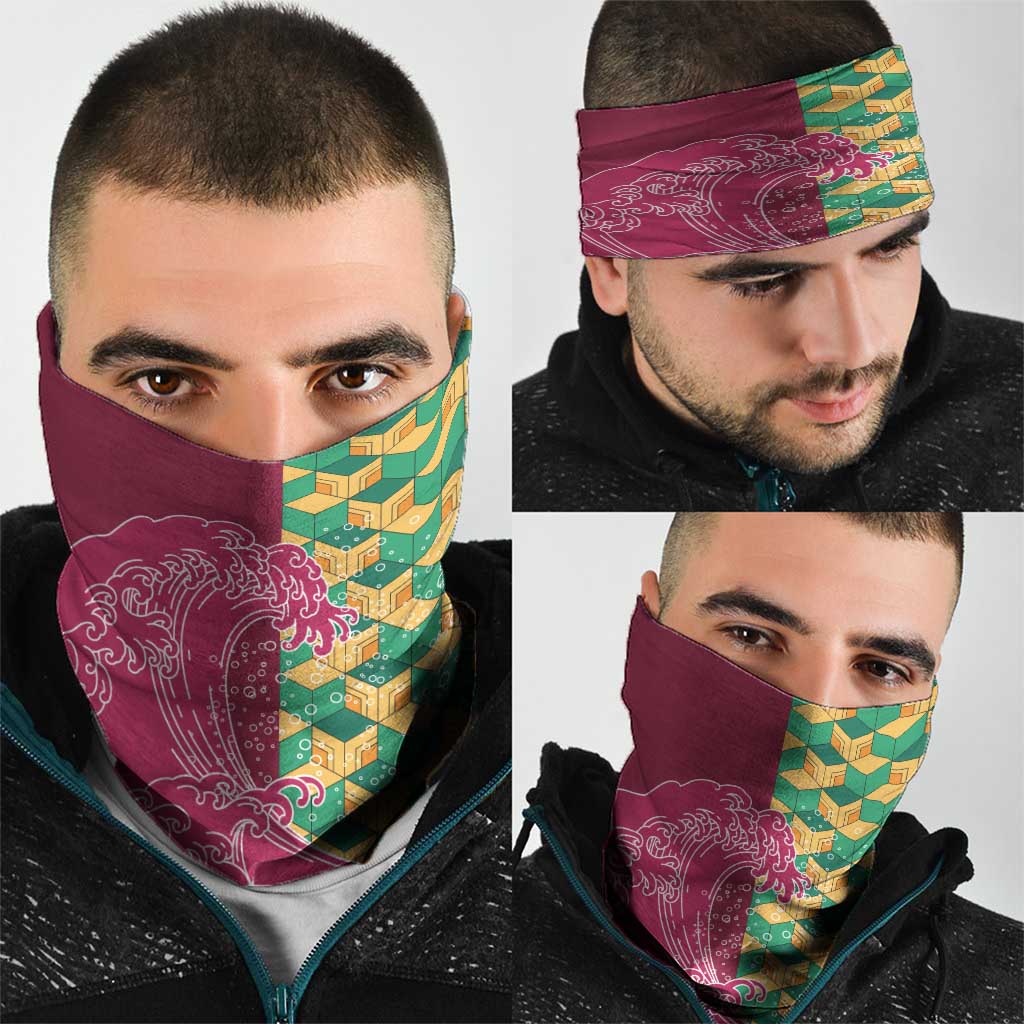 Japanese Bishamon-Kikkou Pattern Neck Gaiter Water Pillar Silent River Flow LT9 - Polynesian Pride