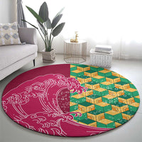 Japanese Bishamon-Kikkou Pattern Round Carpet Water Pillar Silent River Flow LT9 - Polynesian Pride