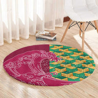 Japanese Bishamon-Kikkou Pattern Round Carpet Water Pillar Silent River Flow LT9 - Polynesian Pride