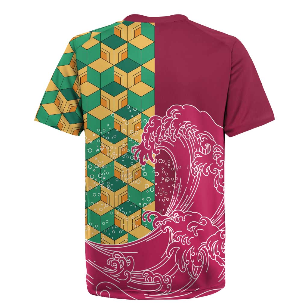 Japanese Bishamon-Kikkou Pattern Rugby Jersey Water Pillar Silent River Flow LT9 - Polynesian Pride