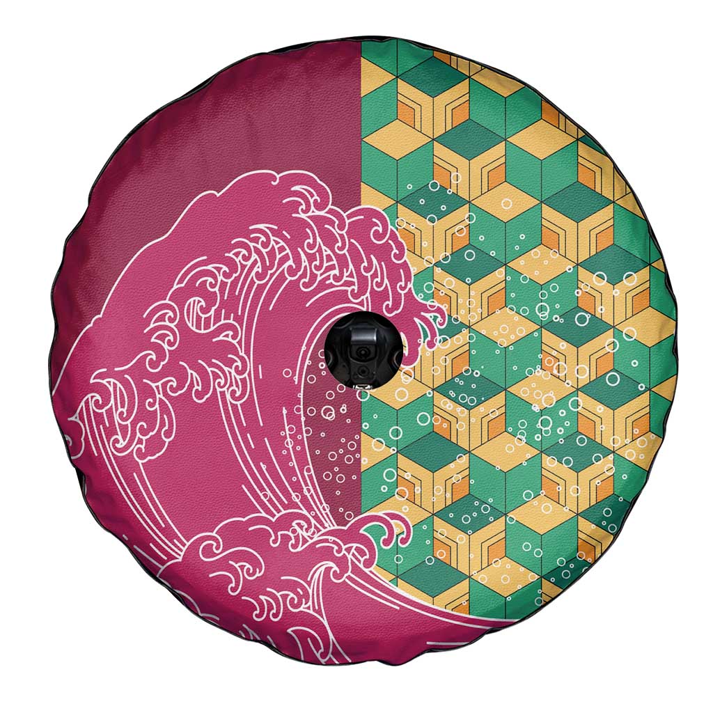 Japanese Bishamon-Kikkou Pattern Spare Tire Cover Water Pillar Silent River Flow LT9 - Polynesian Pride