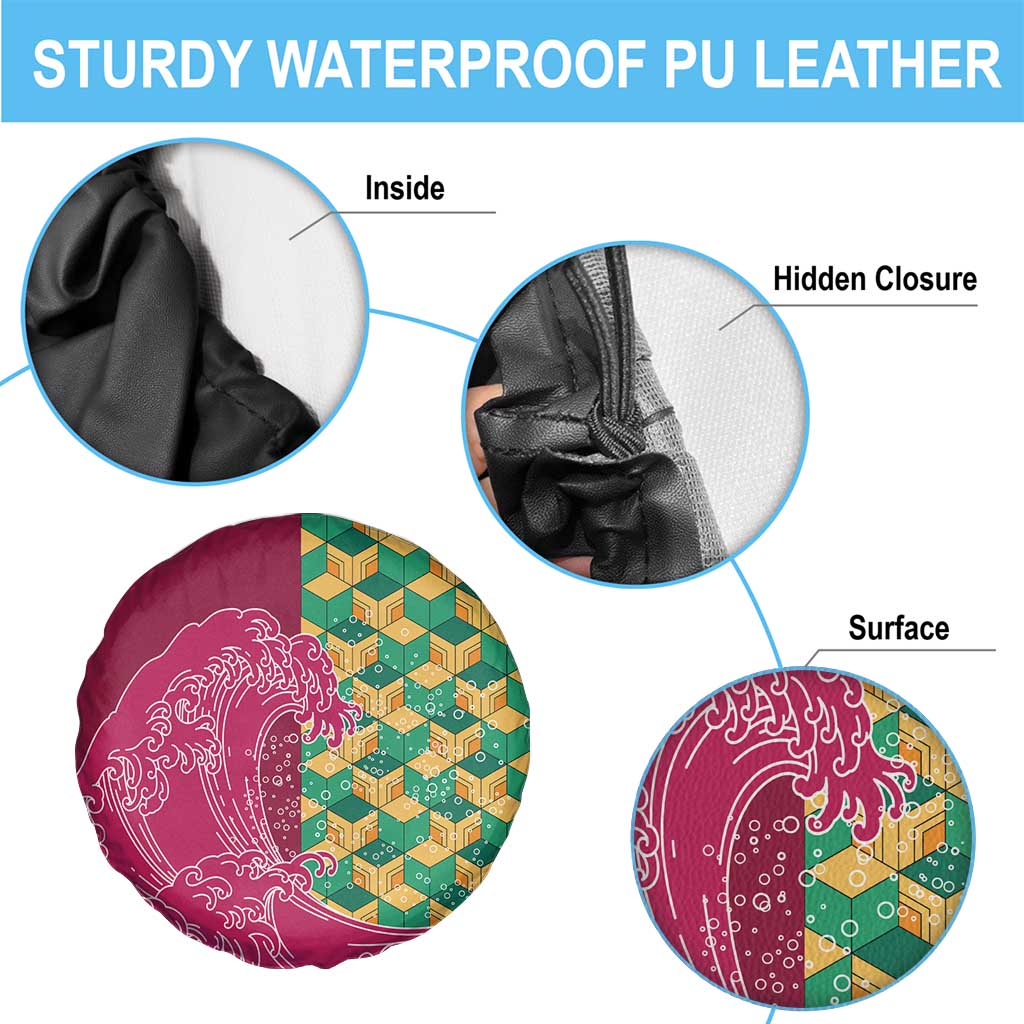 Japanese Bishamon-Kikkou Pattern Spare Tire Cover Water Pillar Silent River Flow LT9 - Polynesian Pride