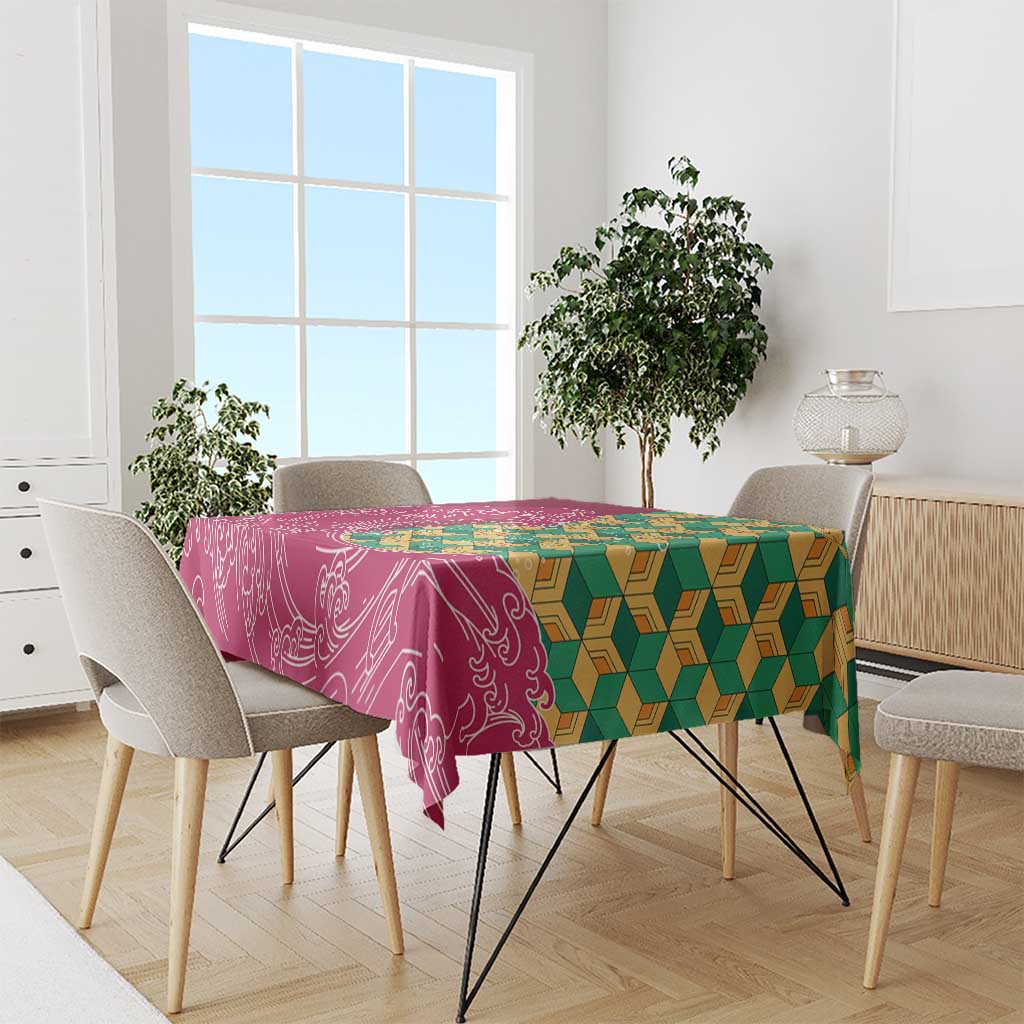 Japanese Bishamon-Kikkou Pattern Tablecloth Water Pillar Silent River Flow LT9 - Polynesian Pride