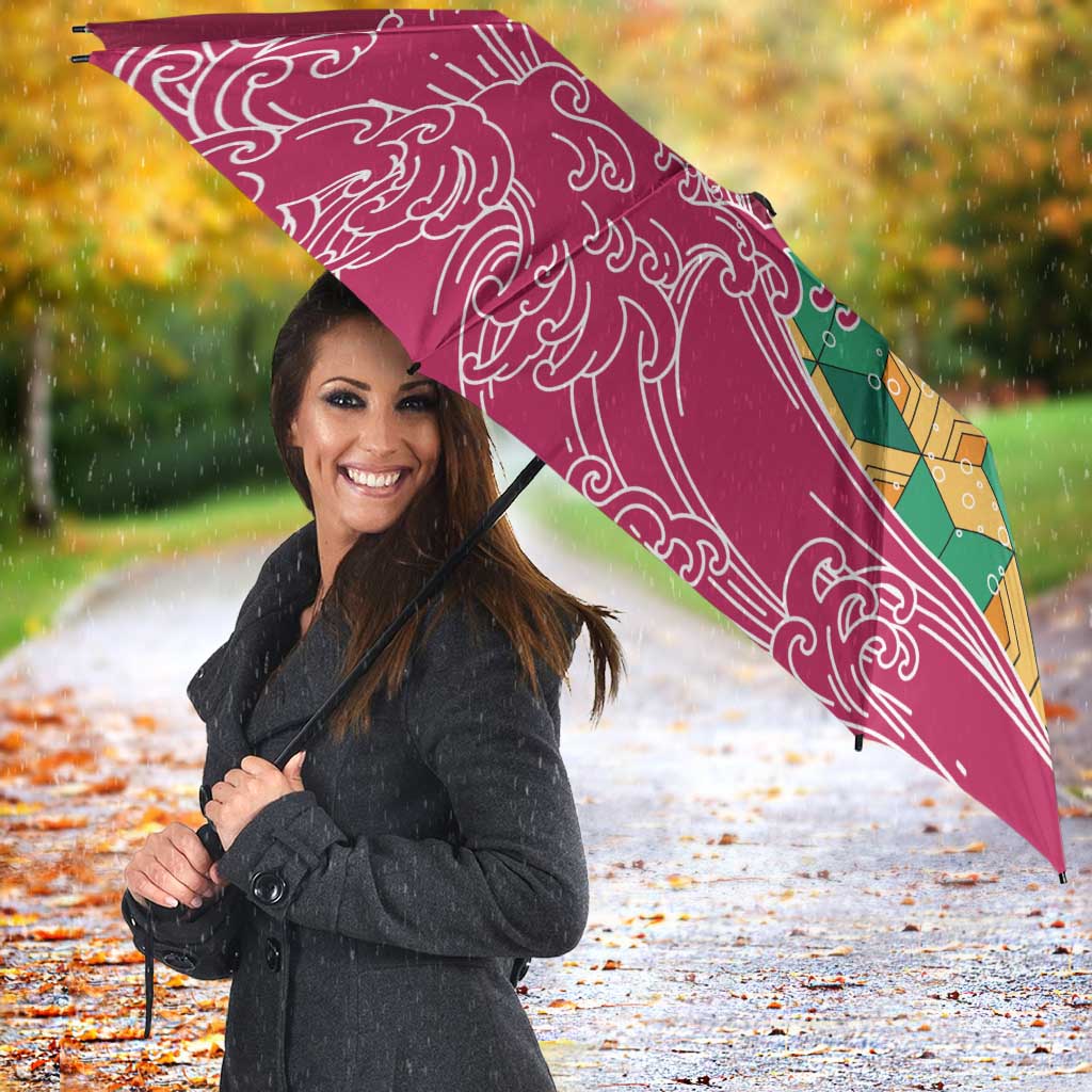 Japanese Bishamon-Kikkou Pattern Umbrella Water Pillar Silent River Flow LT9 - Polynesian Pride