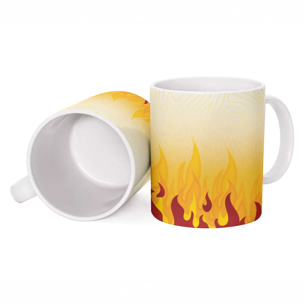 Japanese Kaen Pattern Ceramic Mug Flame Pillar Blazing Lion Heart LT9 - Polynesian Pride