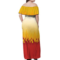 Japanese Kaen Pattern Off Shoulder Maxi Dress Flame Pillar Blazing Lion Heart LT9 - Polynesian Pride