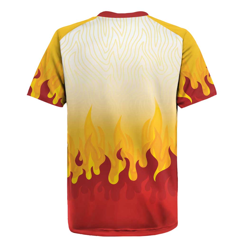 Japanese Kaen Pattern Rugby Jersey Flame Pillar Blazing Lion Heart LT9 - Polynesian Pride