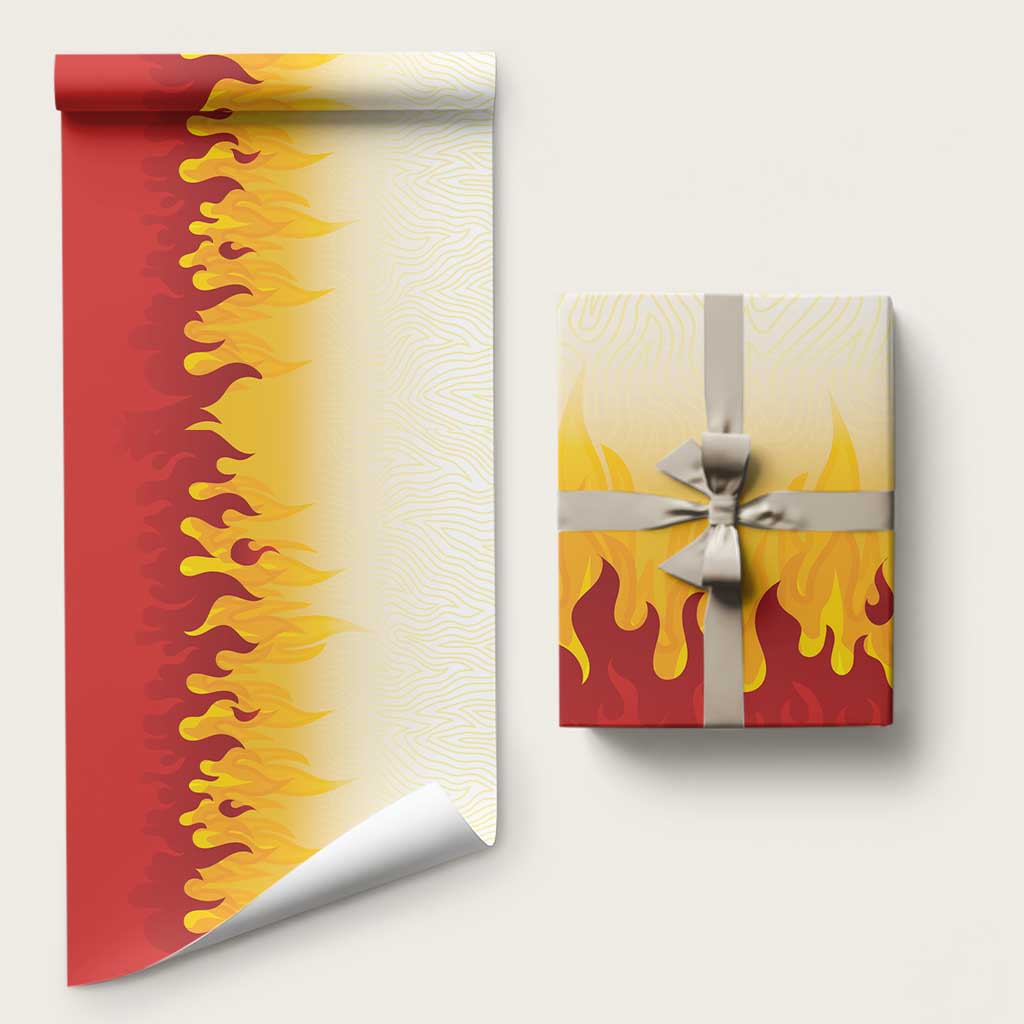 Japanese Kaen Pattern Wrapping Paper Flame Pillar Blazing Lion Heart LT9 58" × 23" Red - Polynesian Pride