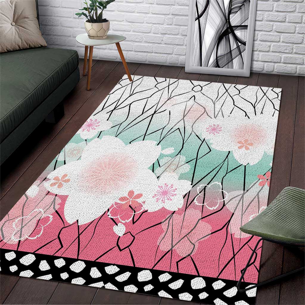 Japanese Kocho Pattern Area Rug Insect Pillar Butterfly Flower Fairy LT9 Pink - Polynesian Pride