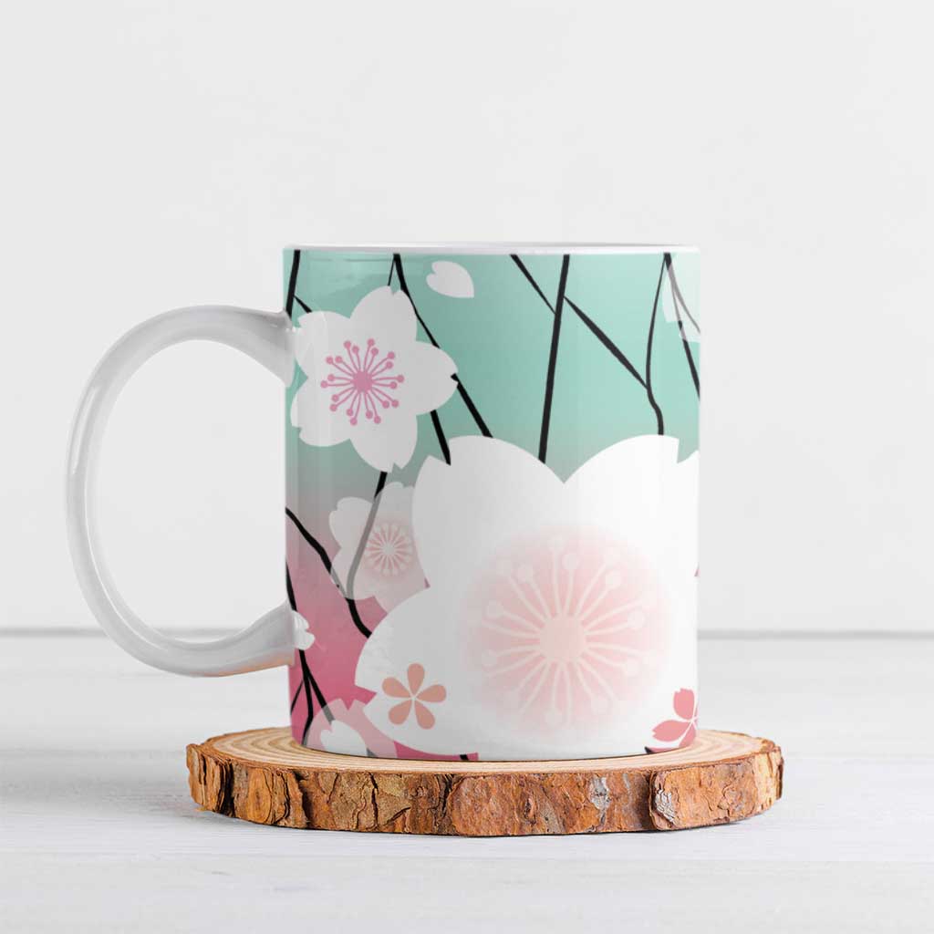 Japanese Kocho Pattern Ceramic Mug Insect Pillar Butterfly Flower Fairy LT9 Pink - Polynesian Pride