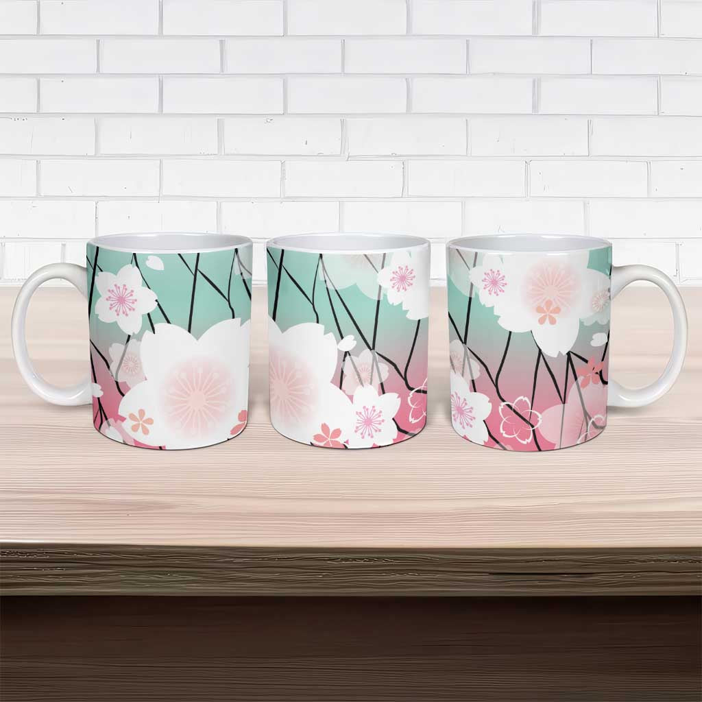 Japanese Kocho Pattern Ceramic Mug Insect Pillar Butterfly Flower Fairy LT9 - Polynesian Pride