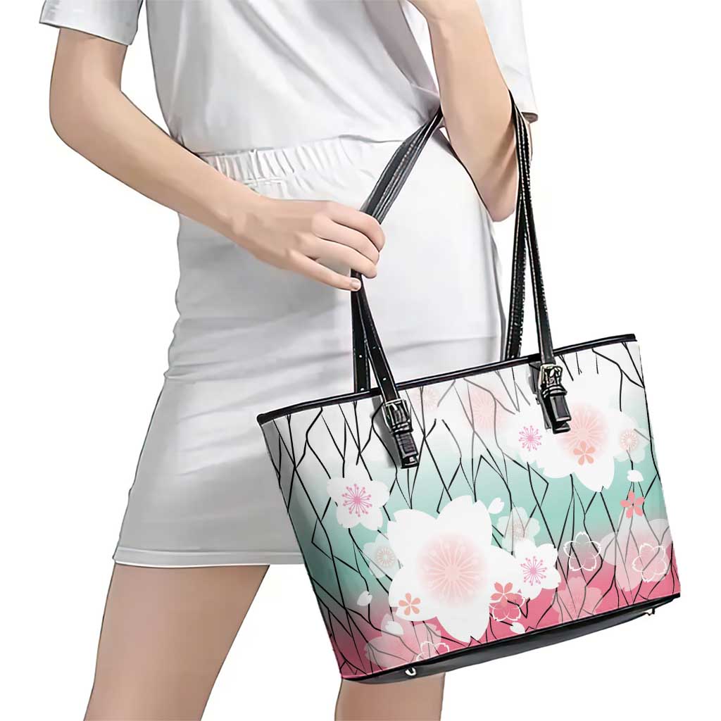 Japanese Kocho Pattern Leather Tote Bag Insect Pillar Butterfly Flower Fairy LT9 - Polynesian Pride