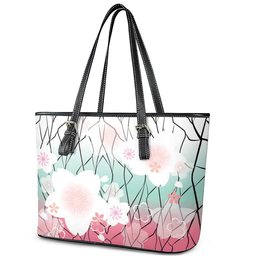 Japanese Kocho Pattern Leather Tote Bag Insect Pillar Butterfly Flower Fairy LT9 - Polynesian Pride
