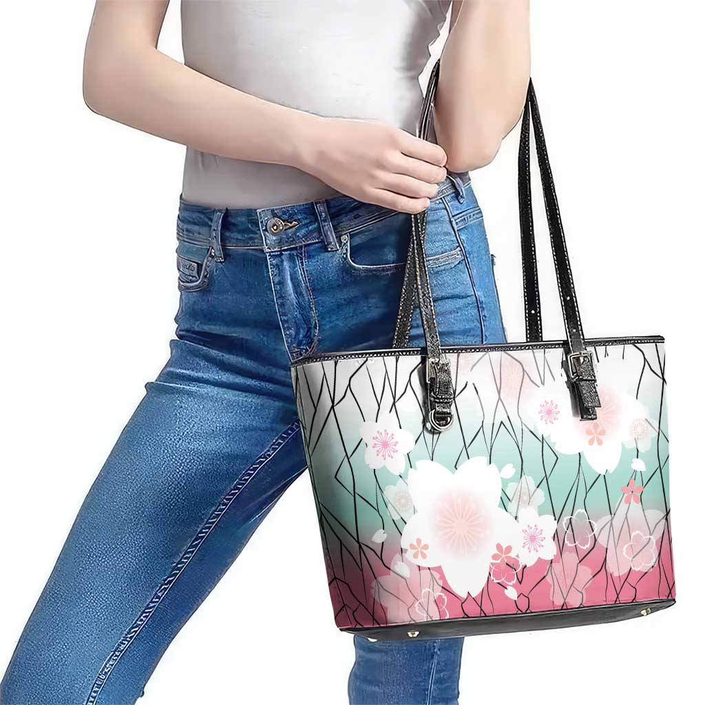 Japanese Kocho Pattern Leather Tote Bag Insect Pillar Butterfly Flower Fairy LT9 - Polynesian Pride