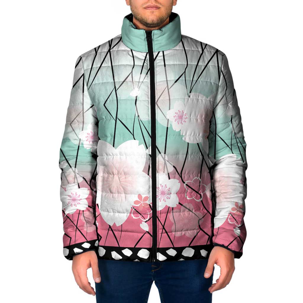 Japanese Kocho Pattern Padded Jacket Insect Pillar Butterfly Flower Fairy LT9 Men Pink - Polynesian Pride