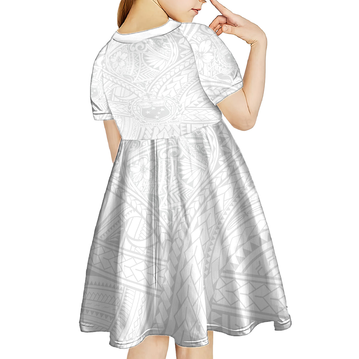 Samoa Lotu Tamaiti Kid Short Sleeve Dress Polynesian White Sunday Simple LT9 - Polynesian Pride