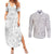 Samoa Lotu Tamait Couples Matching Summer Maxi Dress and Long Sleeve Button Shirts Tropical Plant White Sunday With Polynesia Pattern LT9 White - Polynesian Pride