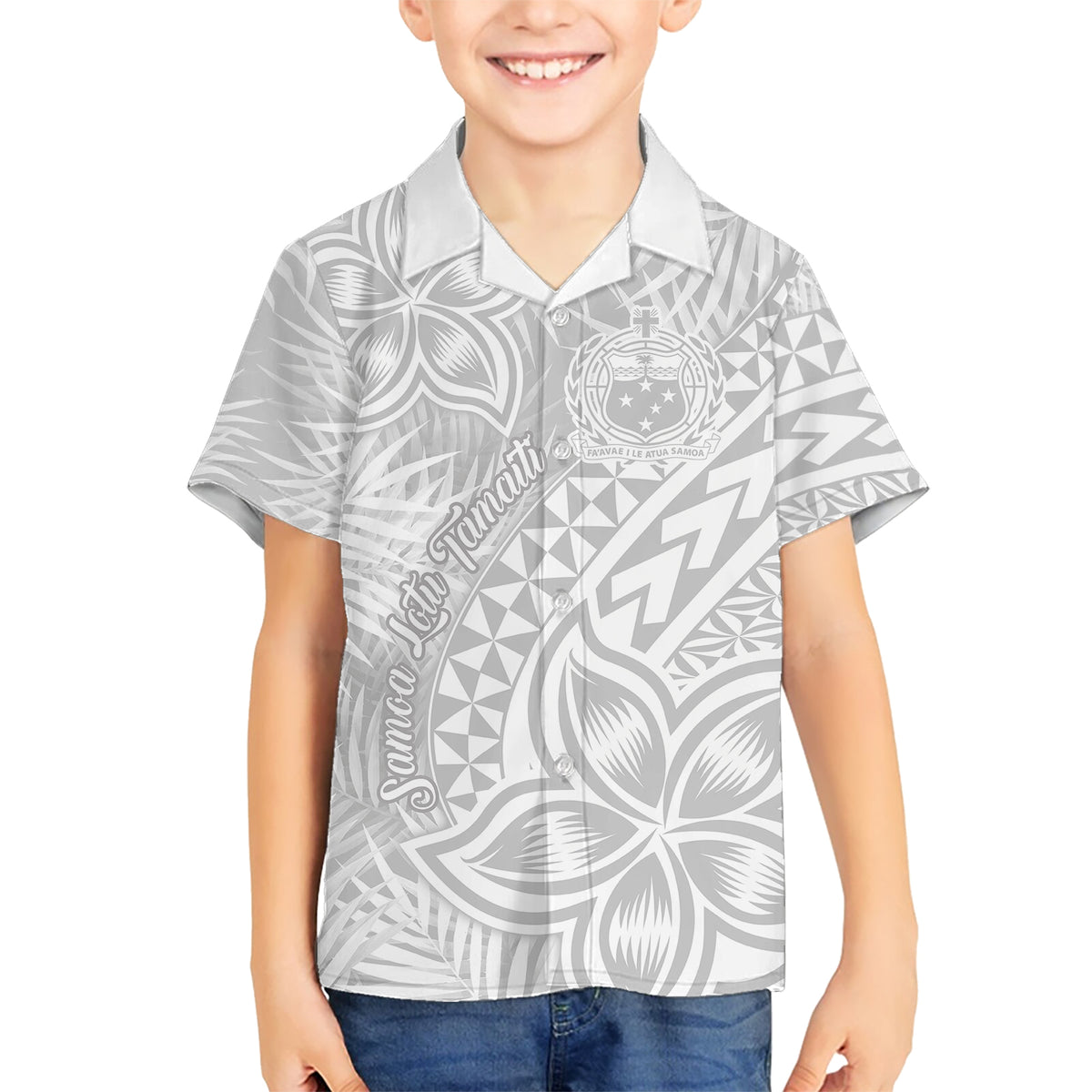 Samoa Lotu Tamait Kid Hawaiian Shirt Tropical Plant White Sunday With Polynesia Pattern LT9 Kid White - Polynesian Pride