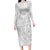 Samoa Lotu Tamait Long Sleeve Bodycon Dress Tropical Plant White Sunday With Polynesia Pattern LT9 Long Dress White - Polynesian Pride