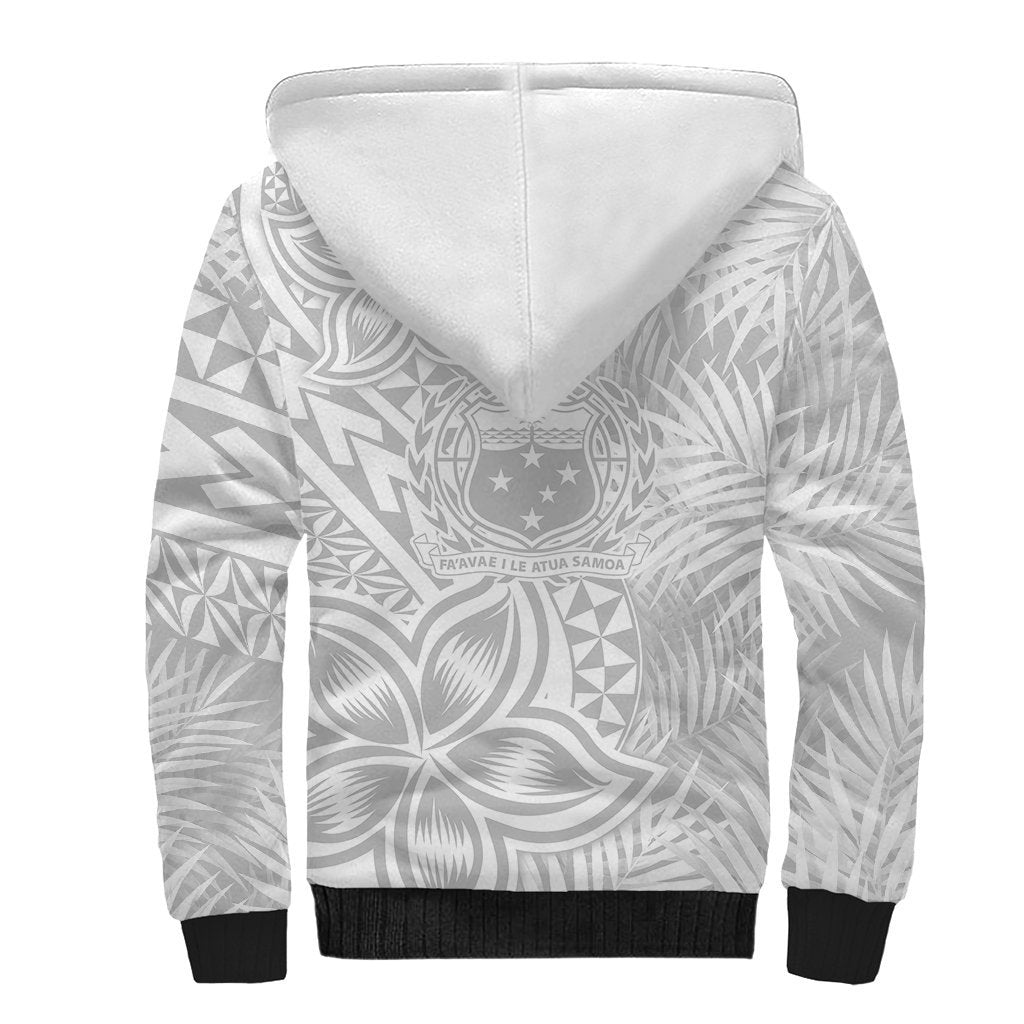 Samoa Lotu Tamait Sherpa Hoodie Tropical Plant White Sunday With Polynesia Pattern LT9 - Polynesian Pride