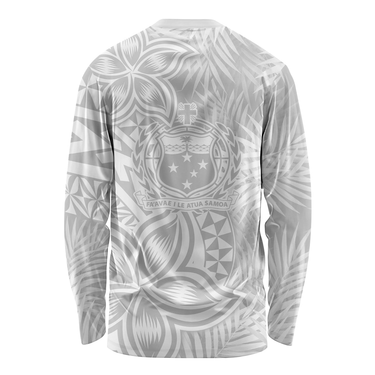 Personalised Samoa Lotu Tamait Long Sleeve Shirt Tropical Plant White Sunday With Polynesia Pattern LT9 - Polynesian Pride
