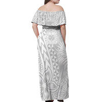 Personalised Samoa Lotu Tamait Off Shoulder Maxi Dress Tropical Plant White Sunday With Polynesia Pattern LT9 - Polynesian Pride