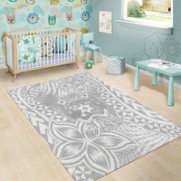 Personalised Tonga White Sunday Area Rug Tropical Plant With Polynesian Pattern LT9 - Polynesian Pride