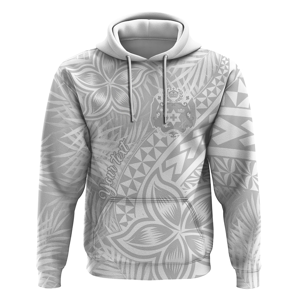 Personalised Tonga White Sunday Hoodie Tropical Plant With Polynesian Pattern LT9 White - Polynesian Pride