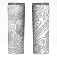 Tonga White Sunday Skinny Tumbler Tropical Plant With Polynesian Pattern LT9 White - Polynesian Pride