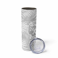 Tonga White Sunday Skinny Tumbler Tropical Plant With Polynesian Pattern LT9 - Polynesian Pride