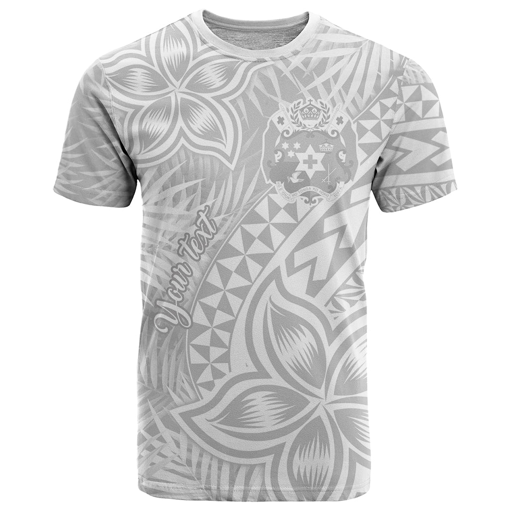 Personalised Tonga White Sunday T Shirt Tropical Plant With Polynesian Pattern LT9 White - Polynesian Pride