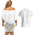 Tonga White Sunday Couples Matching Off Shoulder Short Dress and Hawaiian Shirt Polynesian Plumeria Tribal Simple LT9 - Polynesian Pride