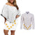 Tonga White Sunday Couples Matching Off Shoulder Short Dress and Long Sleeve Button Shirts Polynesian Plumeria Tribal Simple LT9 White - Polynesian Pride