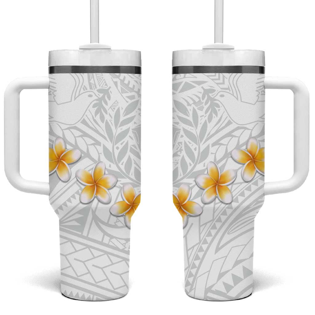 Tonga White Sunday Tumbler With Handle Polynesian Tribal Simple LT9 One Size: 40 oz White - Polynesian Pride