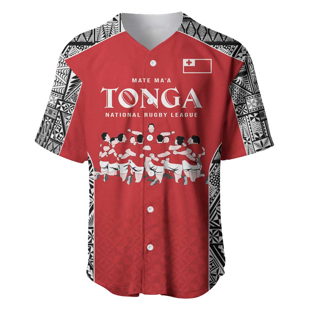 Custom Tonga Rugby Mate Ma'a Baseball Jersey Tonga XIII Make History Pacific Champions LT9 Red - Polynesian Pride