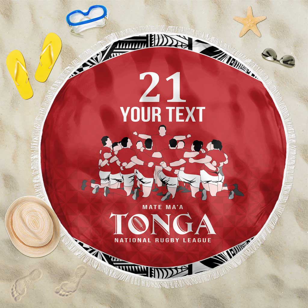Custom Tonga Rugby Mate Ma'a Beach Blanket Tonga XIII Make History Pacific Champions LT9 One Size 150cm Red - Polynesian Pride