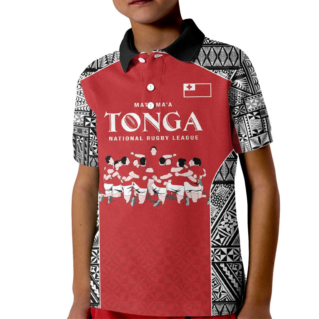 Custom Tonga Rugby Mate Ma'a Kid Polo Shirt Tonga XIII Make History Pacific Champions LT9 Kid Red - Polynesian Pride
