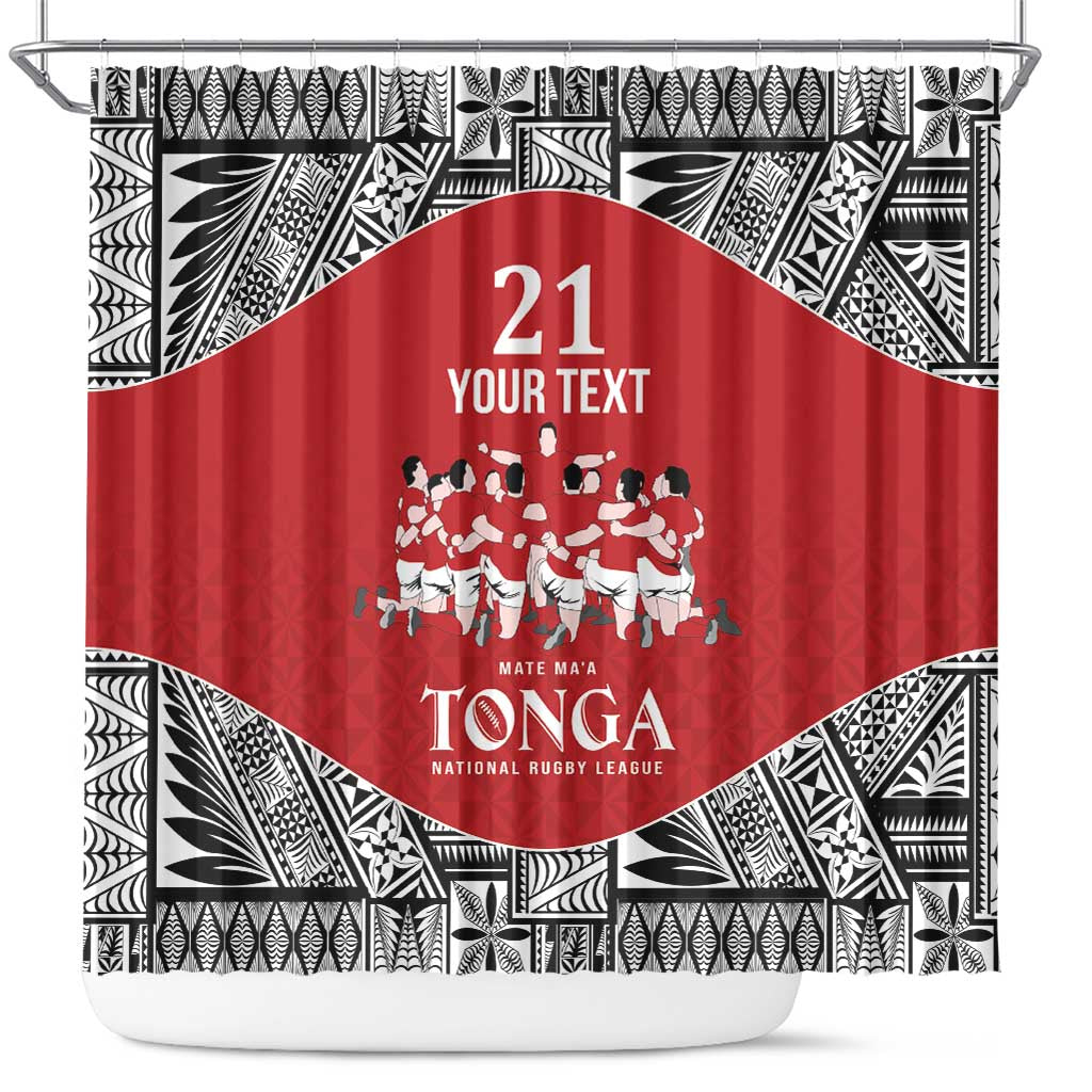 Custom Tonga Rugby Mate Ma'a Shower Curtain Tonga XIII Make History Pacific Champions LT9 Red - Polynesian Pride