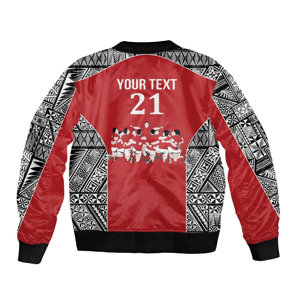 Custom Tonga Rugby Mate Ma'a Sleeve Zip Bomber Jacket Tonga XIII Make History Pacific Champions LT9 - Polynesian Pride