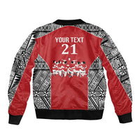 Custom Tonga Rugby Mate Ma'a Sleeve Zip Bomber Jacket Tonga XIII Make History Pacific Champions LT9 - Polynesian Pride