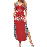 Custom Tonga Rugby Mate Ma'a Summer Maxi Dress Tonga XIII Make History Pacific Champions LT9 Women Red - Polynesian Pride
