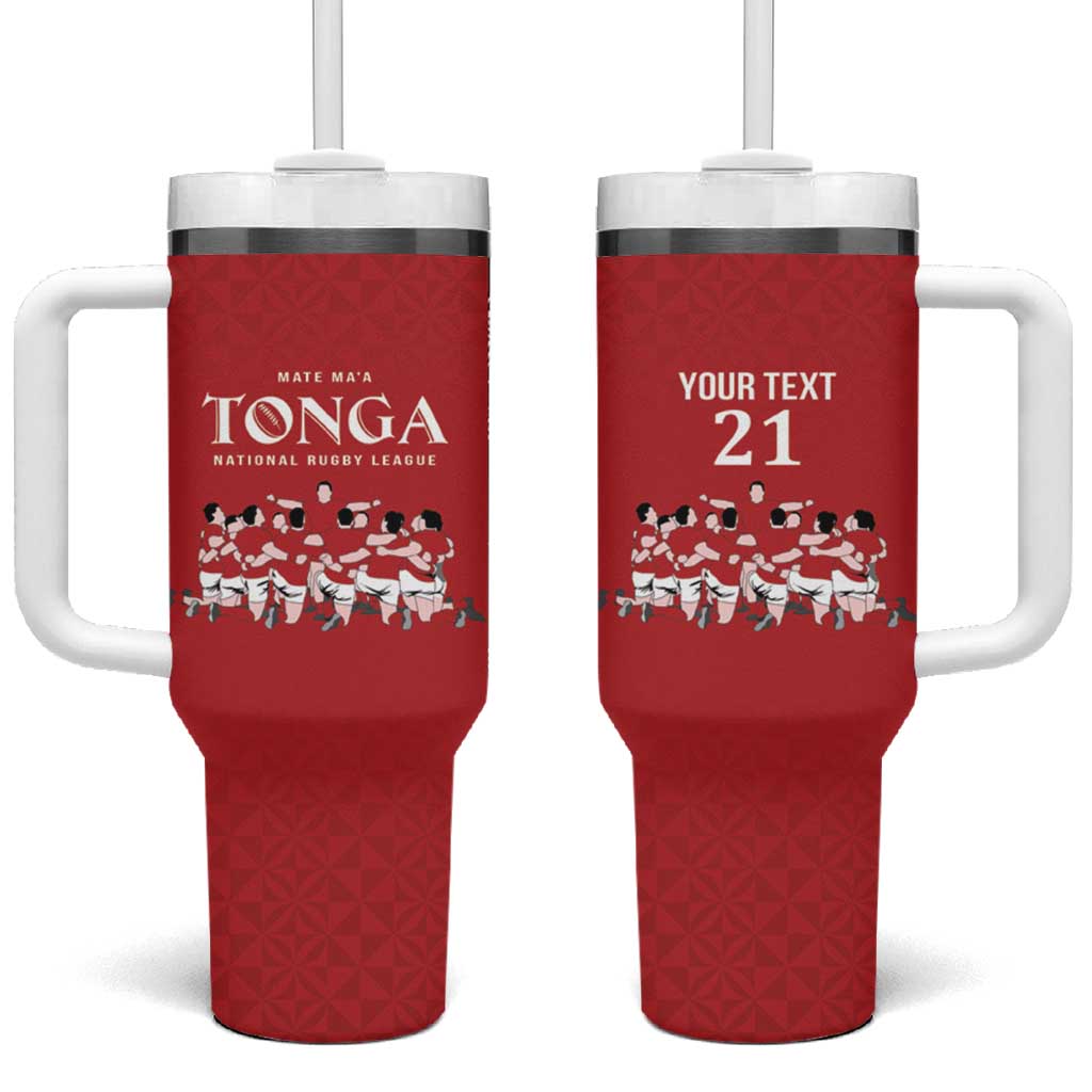 Custom Tonga Rugby Mate Ma'a Tumbler With Handle Tonga XIII Make History Pacific Champions LT9 One Size: 40 oz Red - Polynesian Pride